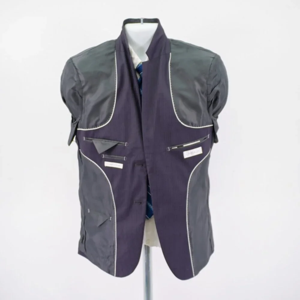 Lineage Polyester Rayon Spandex Striped 2 Button Blazer 36S‎